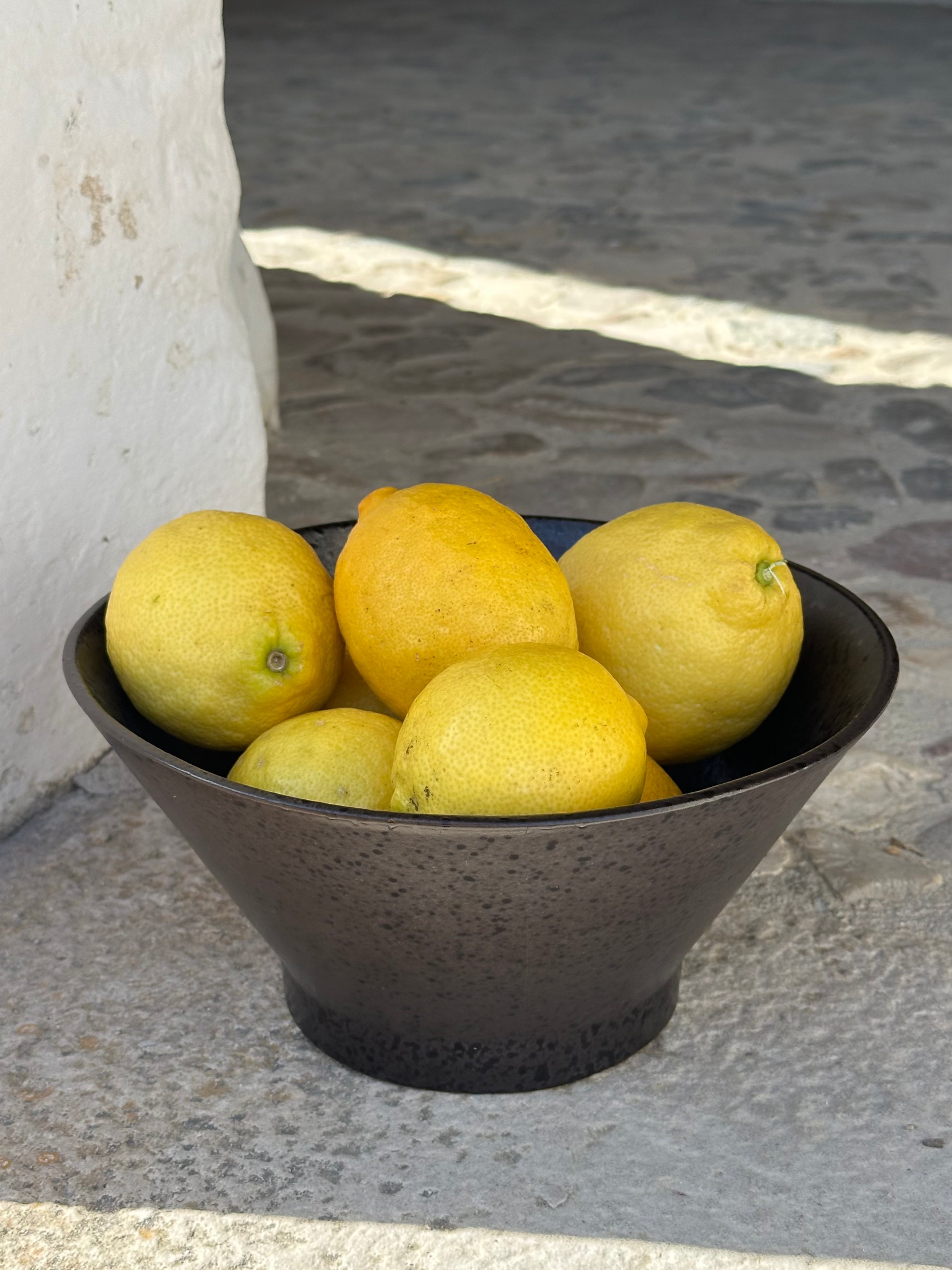 Matte Black Ceramic Serving Bowl | Handmade Textured Fruit Bowl