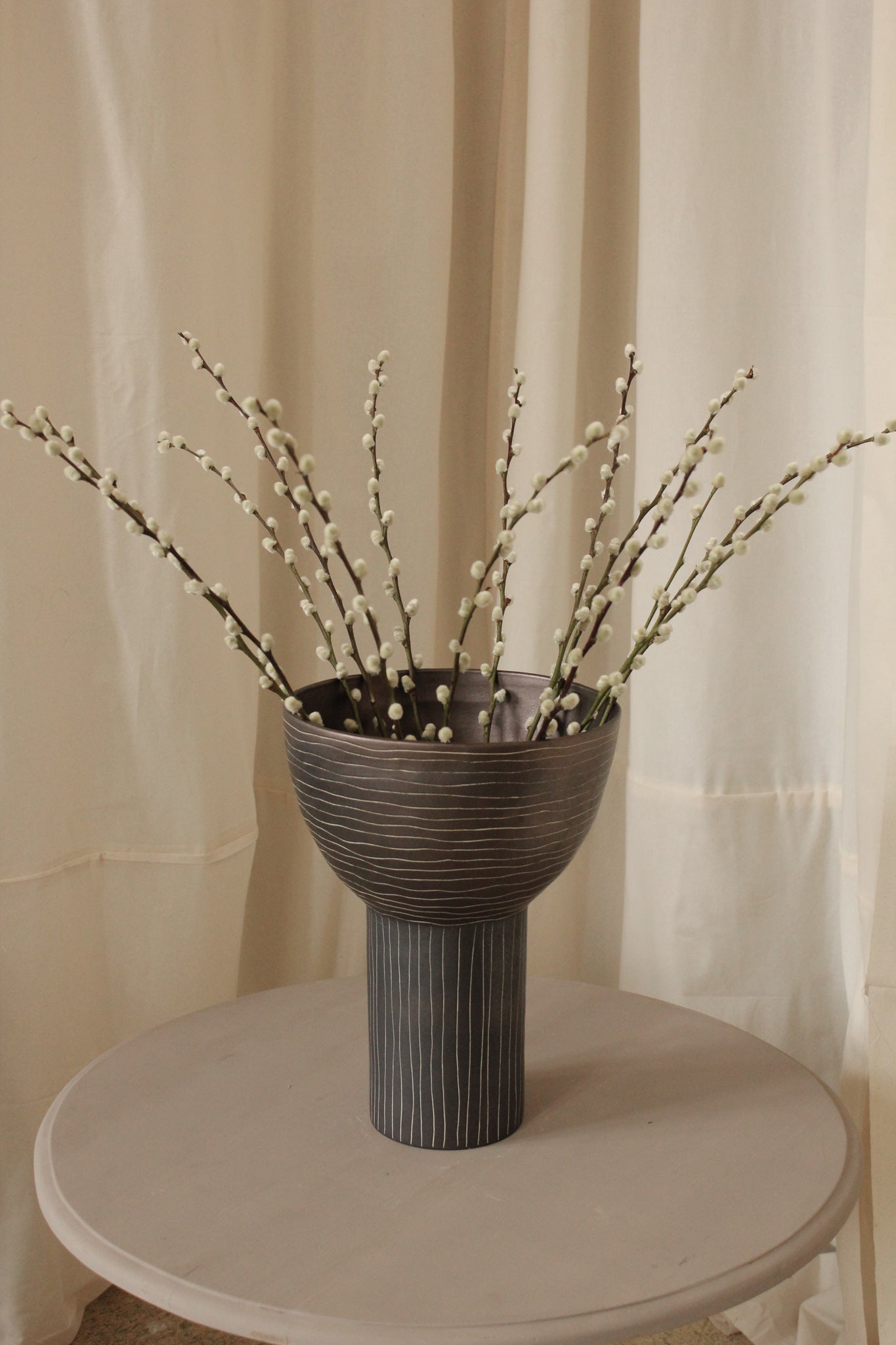 Striped Trumpet Flower Vase | Ceramic Portuguese Flower Vase