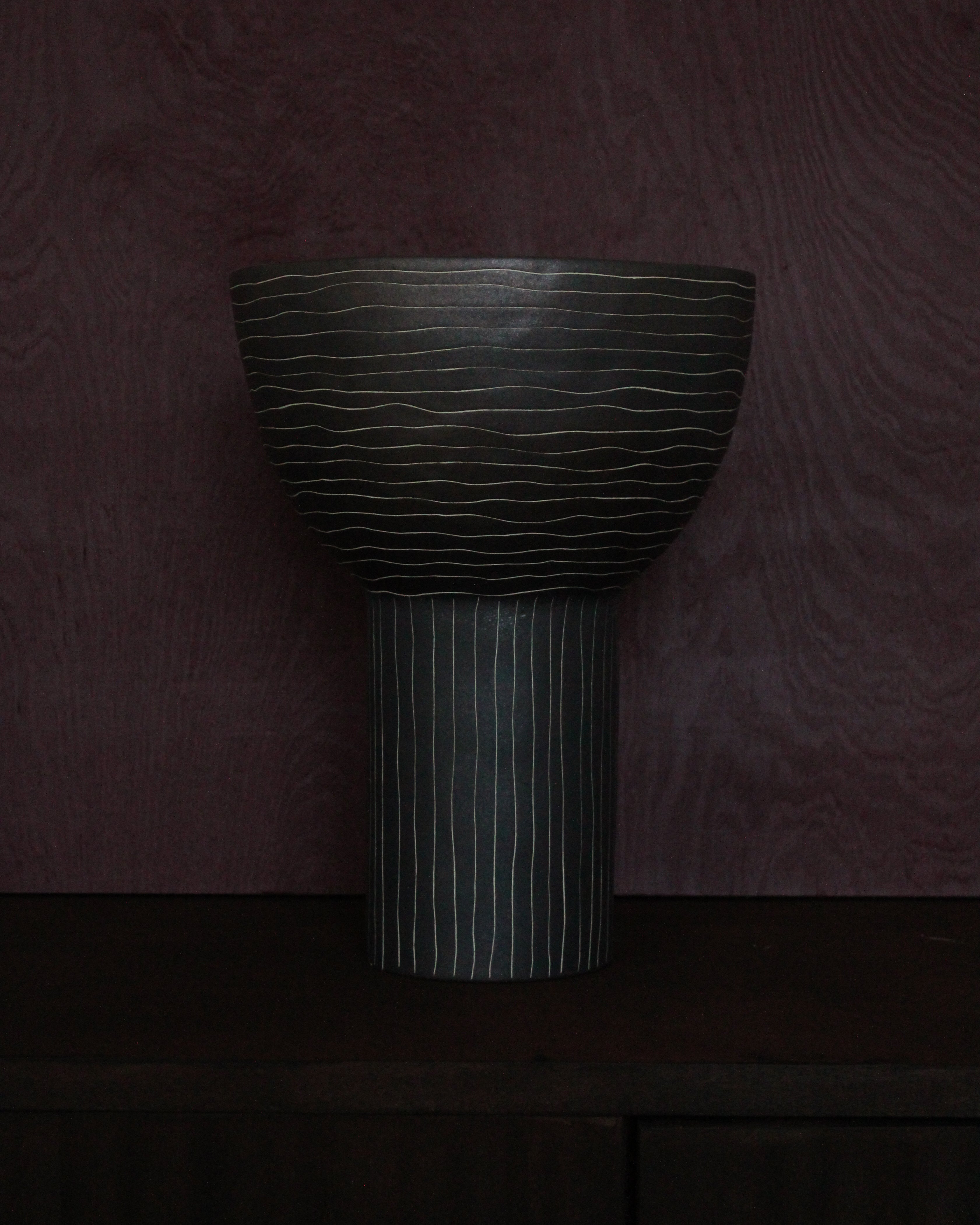 Striped Trumpet Flower Vase | Ceramic Portuguese Flower Vase