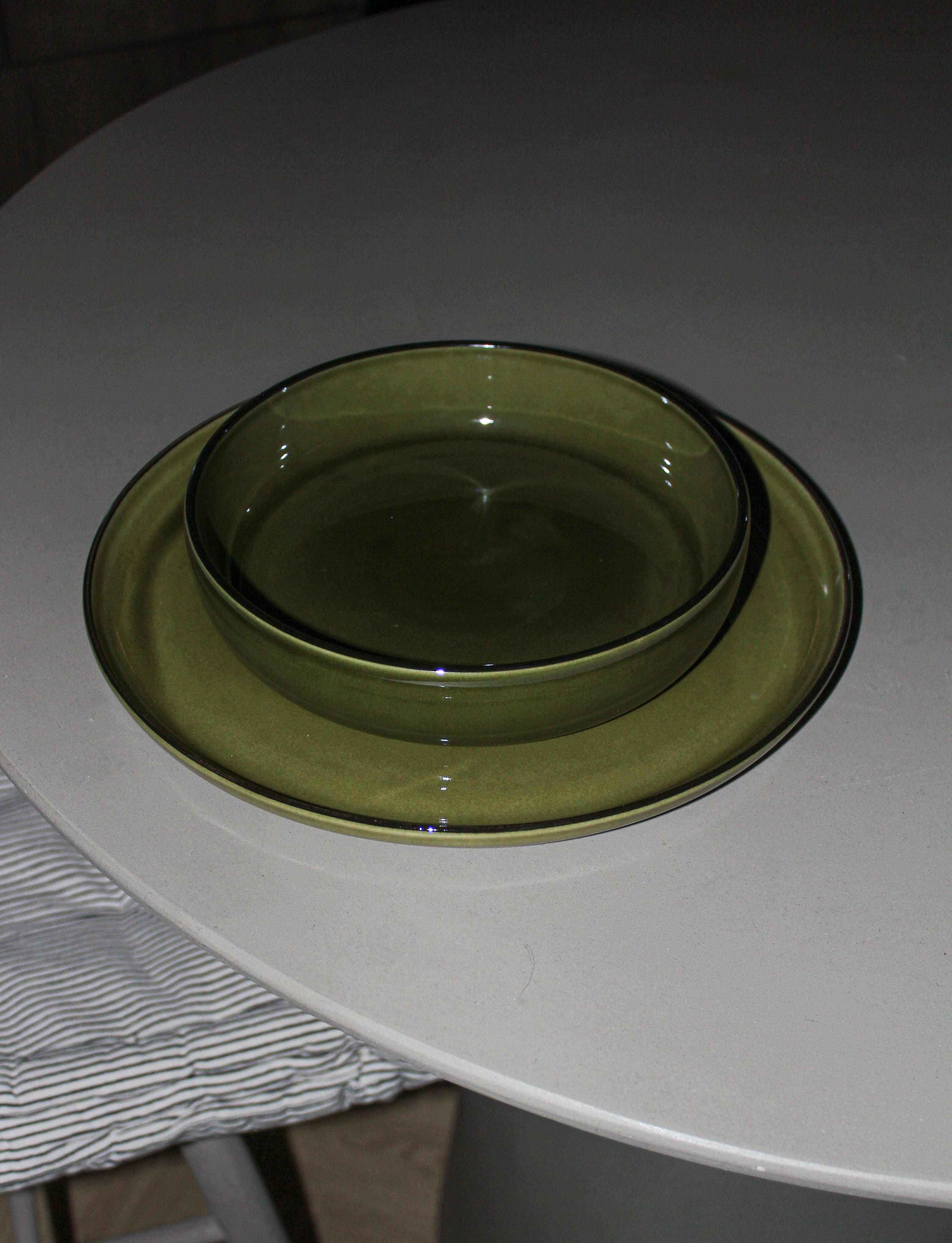 Dark Green Deep Plate | Fully Glazed Ceramic Plate