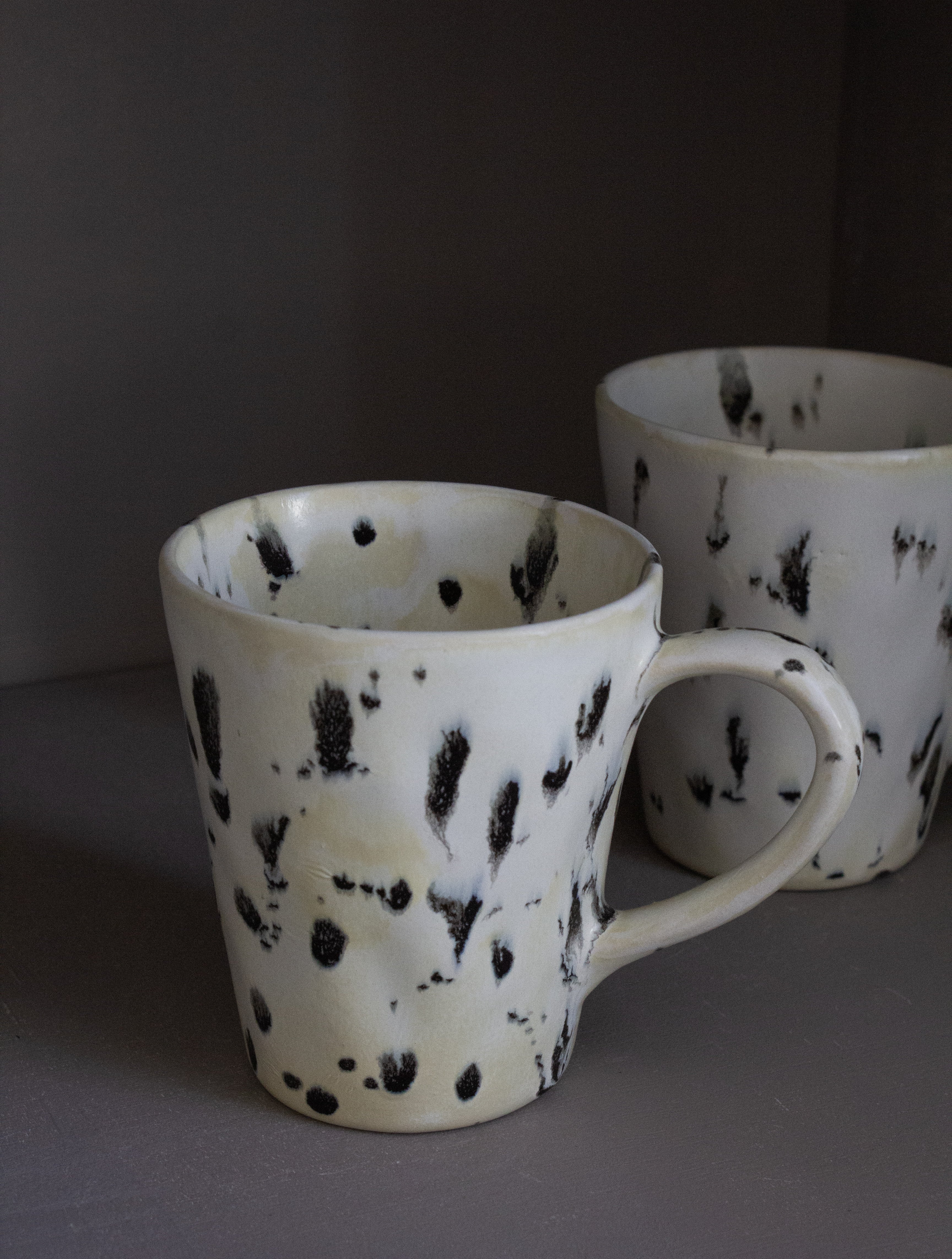 Butter Yellow Abstract Classic Cup | Handmade Ceramic Tea Cup