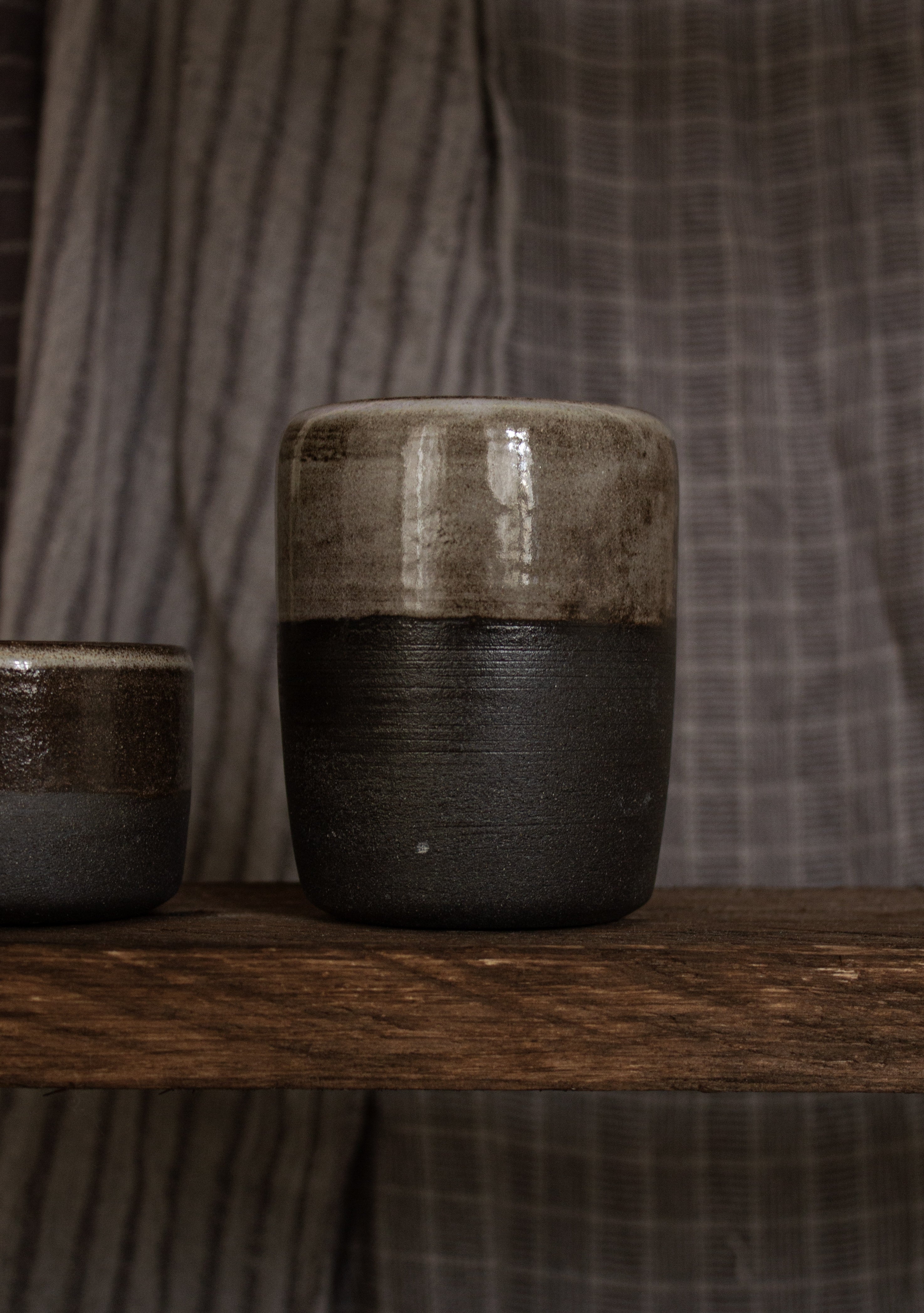 Double Espresso Raw Dark Clay Set of Two Tumblers