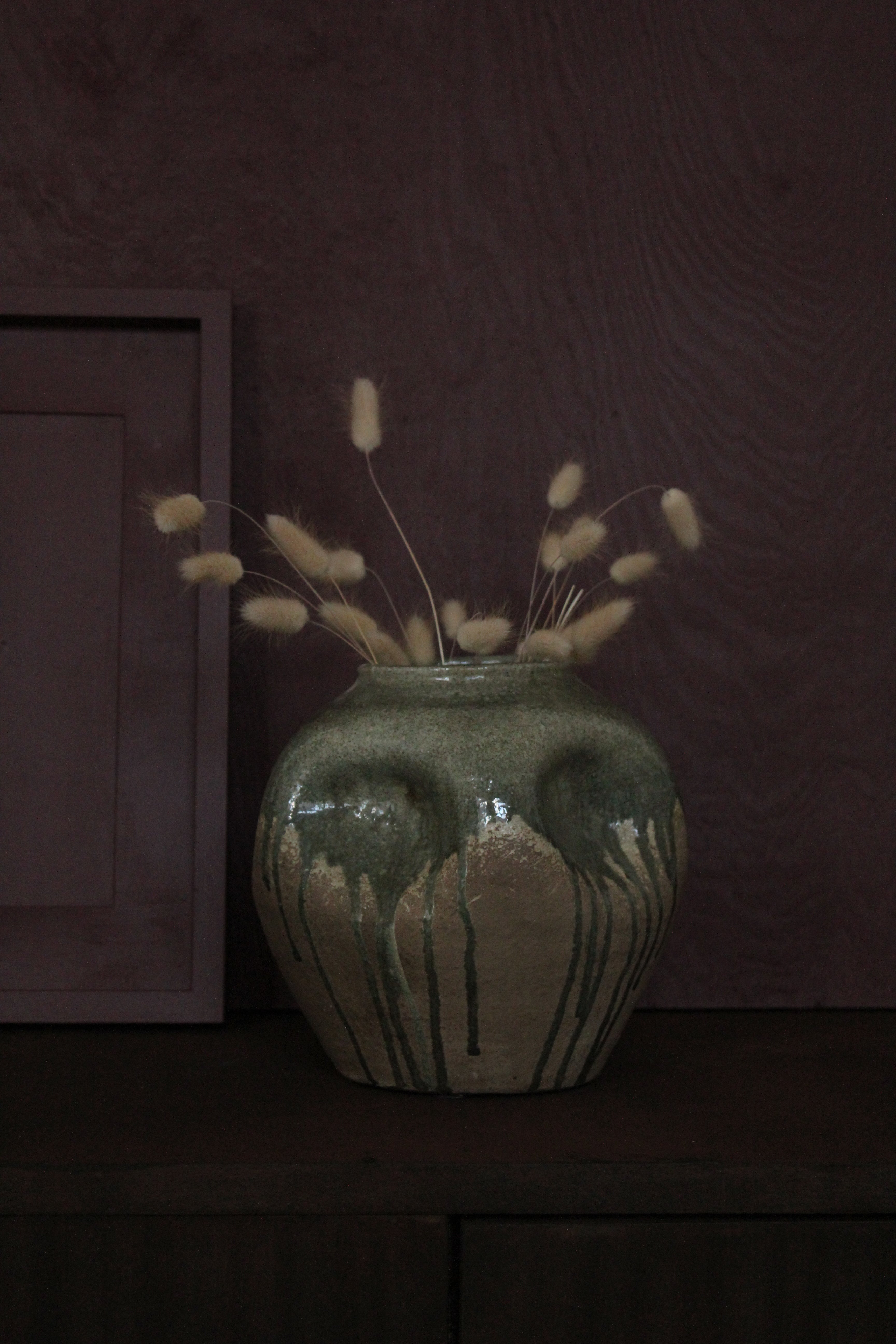 Asymmetrical Artisanal Ceramic Vase | Green Raw Vase