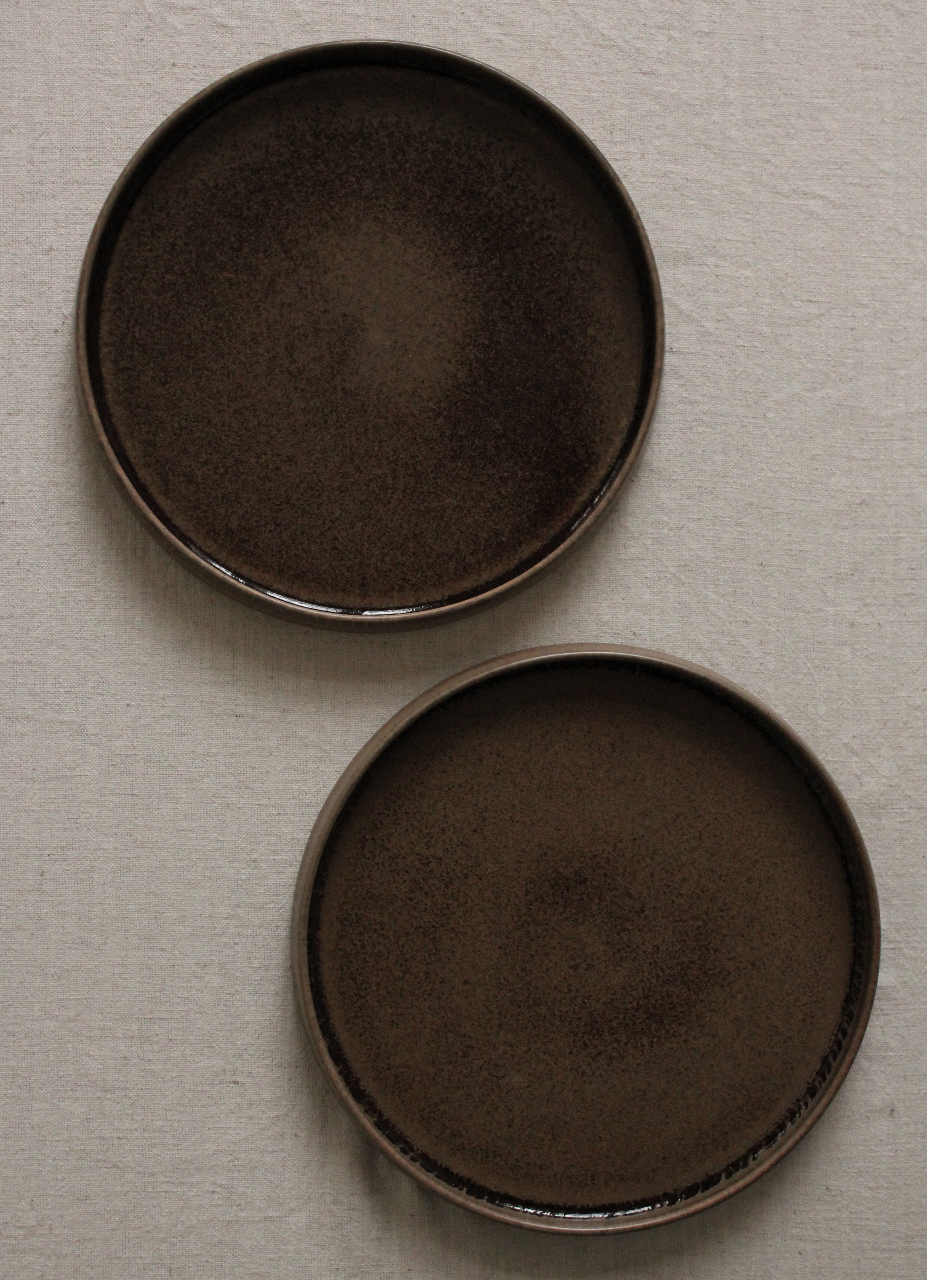 Dark Brown Starter Flat Plate | Round Handmade Ceramic Plate