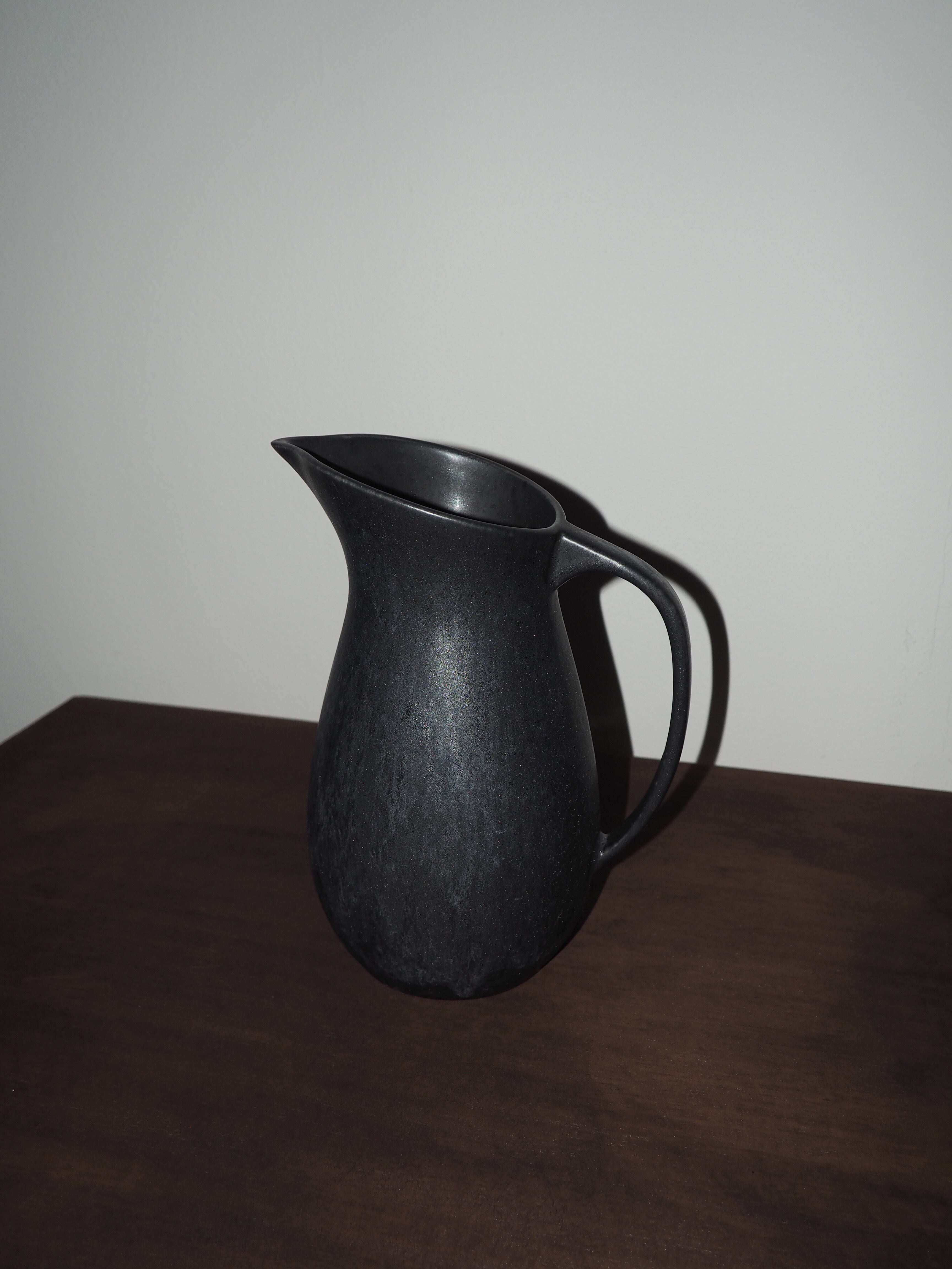Minimalist Ceramic Jug |Black Stoneware Pitcher