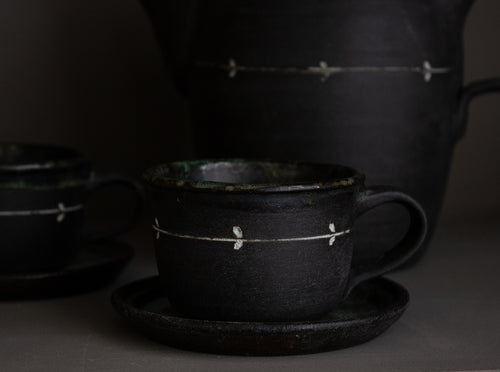 Black Clay Ceramic Tea Set | Teapot and Cups