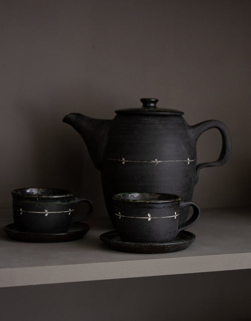 Black Clay Ceramic Tea Set | Teapot and Cups