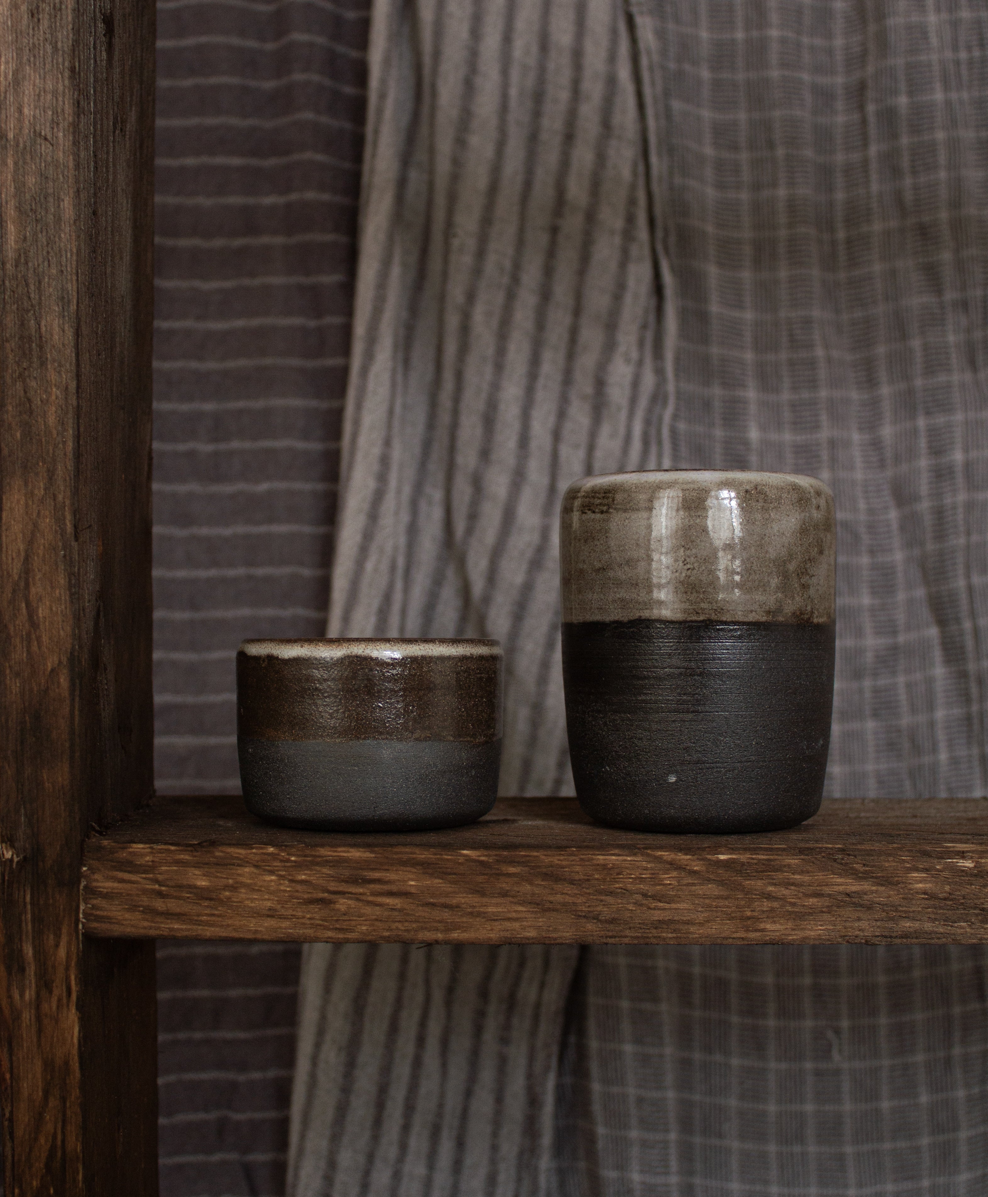 Double Espresso Raw Dark Clay Set of Two Tumblers