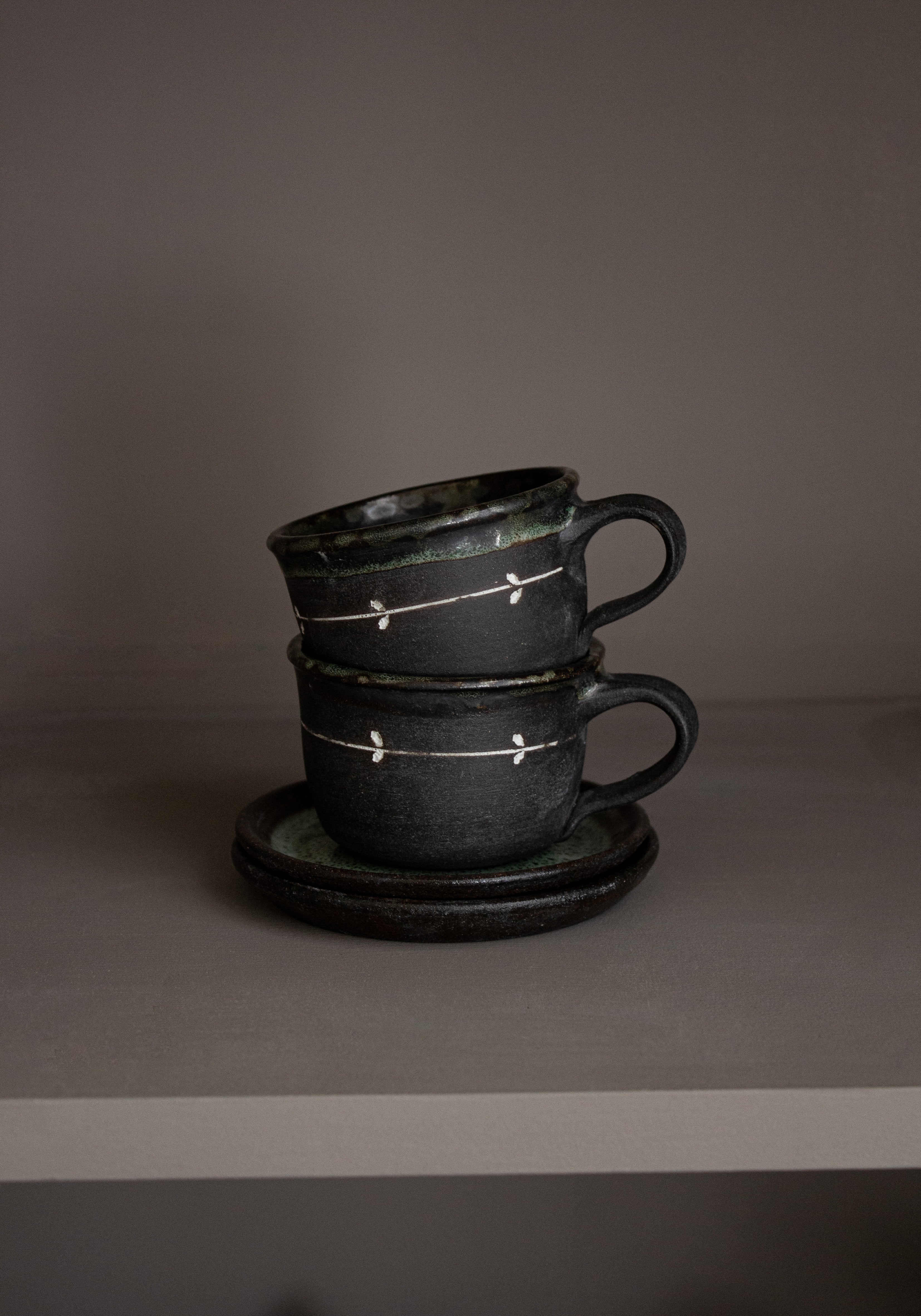 Black Clay Ceramic Tea Set | Teapot and Cups