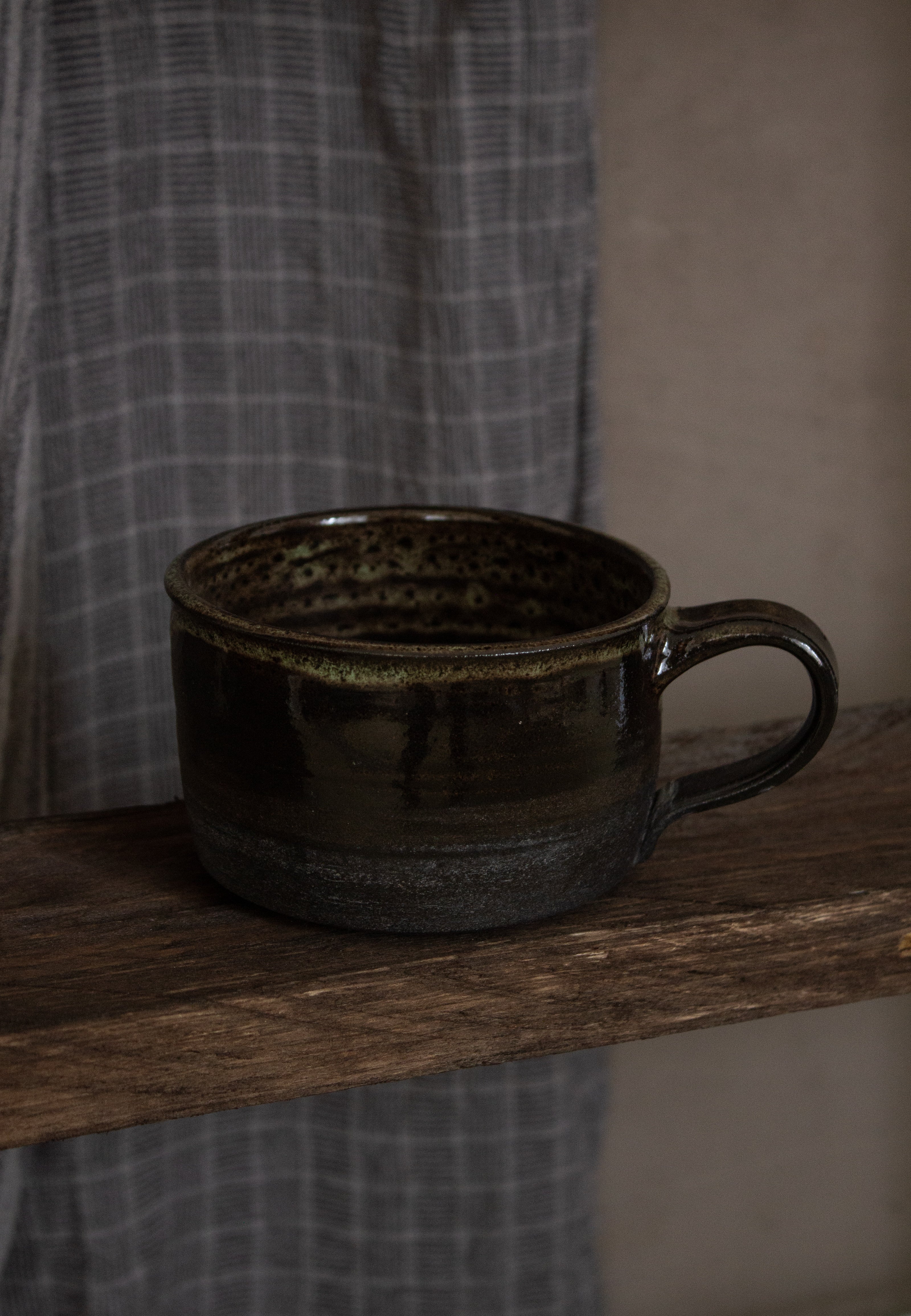 Ceramic Coffee Mug in Natural Dark Tones | Minimalistic Mug