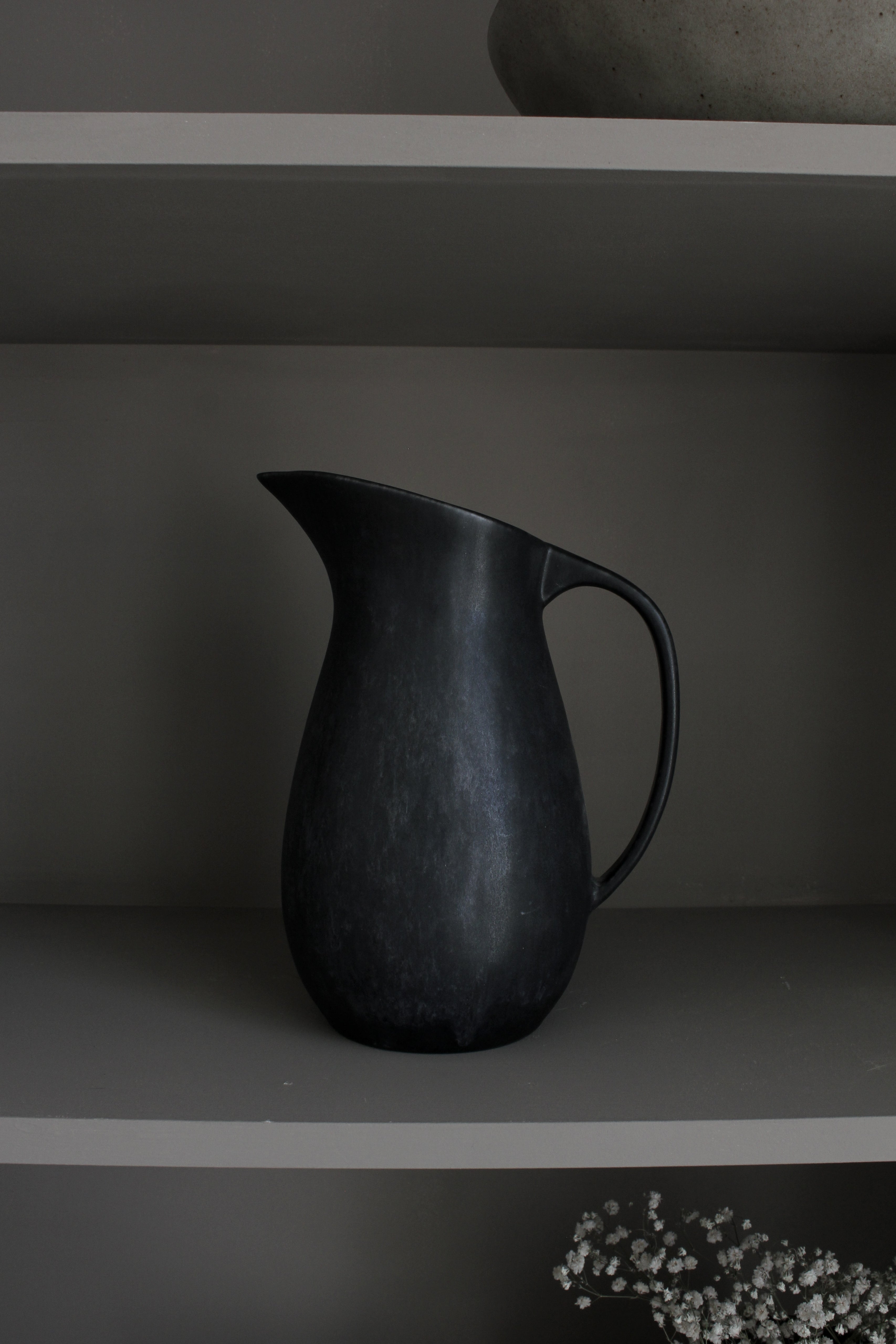 Minimalist Ceramic Jug |Black Stoneware Pitcher